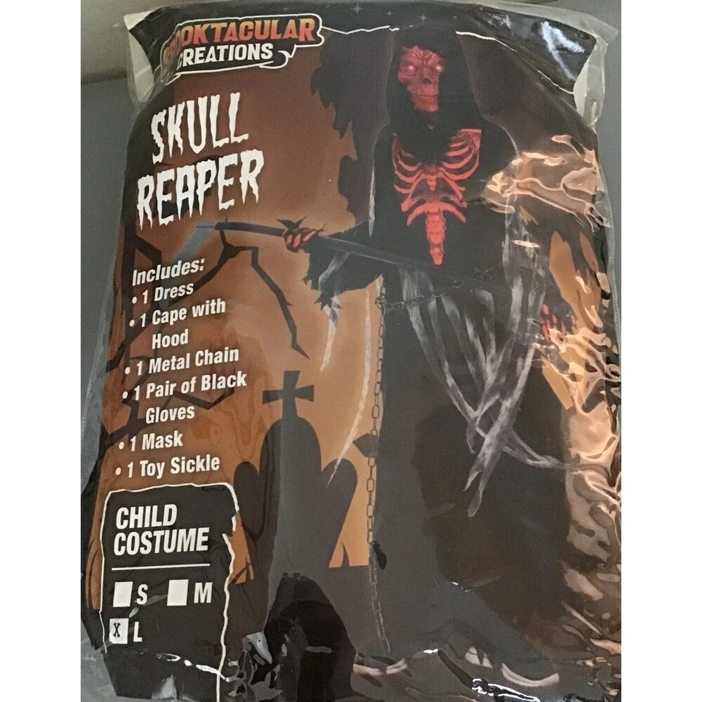 SKULL REAPER Costume CHILD LARGE Halloween Spooktacular Creations NIP